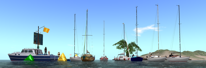 From the left (in boats): Sandra (Bandit IF), Blair (Bandit 25r), Kayo and Shine (Bandit IF), Astrid (Bandit 25r), Moon (Bandit IF), Ian (Bandit IF), Jackson (Bandit IF). On the dock: Joshua, Cryptic, Leilee, and Daenerys.