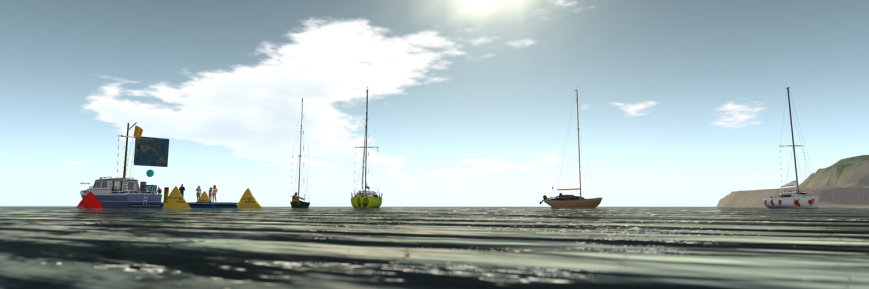 From the left (in boats): Max and Wyndi (TMS Star Class), Rayz (Bandit 25r), Zandra (Bandit IF), and Astrid (Bandit 25r). On the dock: Joshua, Cryptic, Caethes, and Arwen.