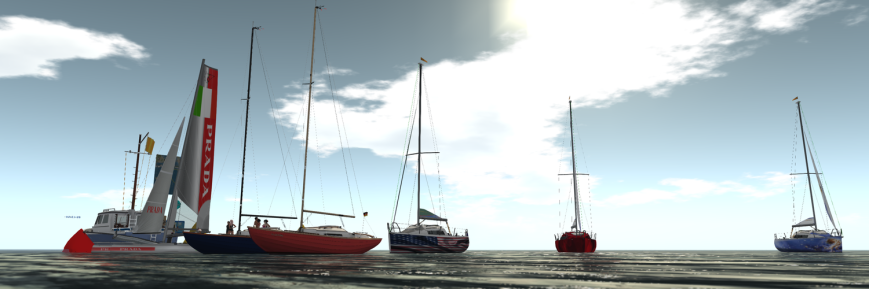 From the left (in boats): Cole (TMS Nacra 17), Nikki (Bandit IF), Red (Bandit IF), Callie (Bandit 25r), Lilita (Bandit 25r), and Astrid (Bandit 25r). On the dock: Joshua, Cryptic, Wyndi, Max, and Xarabethe.