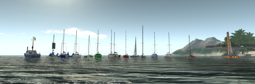 From the left (in boats): Daenerys and Sasha (TMS Flying Shadow), Laured (Bandit 25r), Zimtzicke (Bandit 25r), Bianca (TMS Flying Shadow), Max and Wyndi (Bandit 25r), Isa (Bandit 25r), Rossa (Bandit 25r), Red (Bandit IF), Joanee (TMS Nacra 17), Julie (Shields Class), ViV (Bandit 25r), Lilita and Giulia (Bandit 25r), Nihiwatu (TMS Flying Shadow), and Lalia (TMS Nacra 17). On the committee boat: Emileigh, Joshua, and Cryptic. On the dock: Sabrina and Krystaly. On the pier: Dusty.