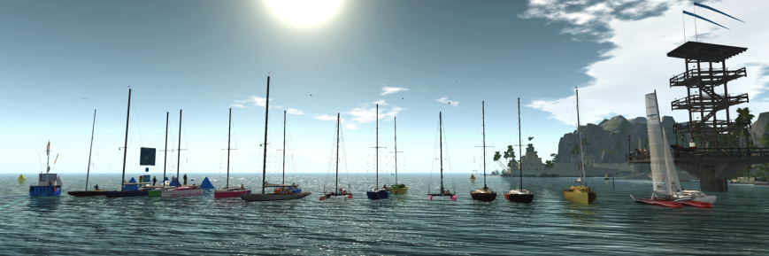 From the left (in boats): Emileigh (TMS Star Class), Sinarielle (Shields Class), Isa (Bandit 22 LTE), Diana (Bandit 22 LTE), Jenna (Bandit 22 LTE), BalutA (Bandit 22 LTE), Kristaly (Shields Class), Cole (TMS Flying Shadow), Rugger (Bandit 22 LTE), Juicy (Bandit 22 LTE), Sea (TMS Flying Shadow), Moon (Bandit 22 LTE), Zimtzicke (Bandit 22 LTE), Julie (Bandit 25r), Palani (TMS Nacra 17), and Jackson (Bandit IF). On the Committee Boat: Cryptic. On the dock: Farryn, Anthony, Cate, and Daenerys. On the pier: Mona, and Rain.