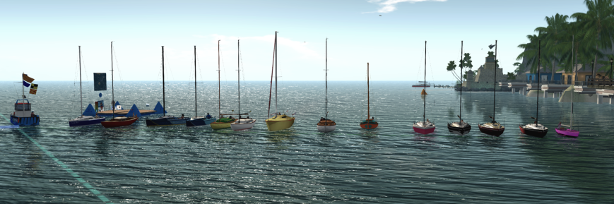 Small boat fleet, from the left (in boats): Cate and Anthony (Bandit 22 LTE), Emileigh (Bandit IF), Aymalie (Bandit 22 LTE), Rugger (Bandit 22 LTE), Juicy (Bandit IF), Jackson (Bandit IF), Julie (ReneMarine Clever), Sirius (Bandit IF), Lalia (Isard Sjogin), Jenna (Bandit 22 LTE), Sea (Bandit 22 LTE), Moon (Bandit 22 LTE), Zimizicke (Bandit 22 LTE), and ViV (TMS Star Class). On the Race Committee Boat: Cryptic. On the dock: Tamarushka, Daenerys, and Jake.