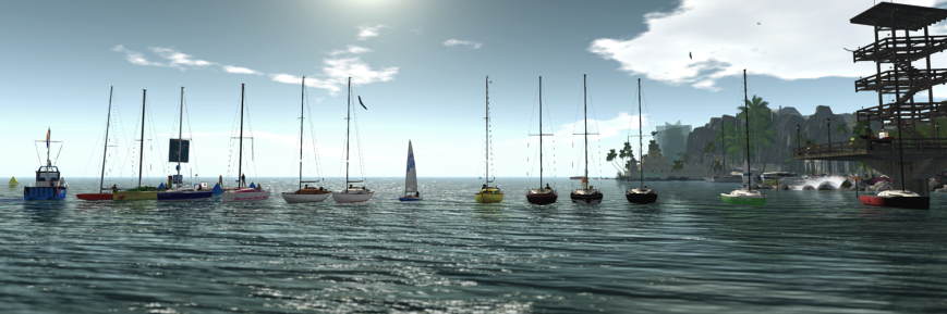 Small boat fleet, from the left (in boats): Emileigh (TMS Star Class), Juicy and Di (Bandit 22 LTE), Cate and Anthony (Bandit 22 LTE), Diana (Bandit 22 LTE), Sirius (Bandit IF), Jackson (Bandit IF), Aymalie (TMS Laser One), Max and Wyndi (Bandit IF), Moon (Bandit 22 LTE), Sea (Bandit 22 LTE), Erica (Bandit 22 LTE), Alex (Bandit 22 LTE), and Zimtzicke (Bandit 22 LTE). On the Race Committee Boat: Cryptic. On the dock: Tamarushka, Renard, Asher, and Daenerys.